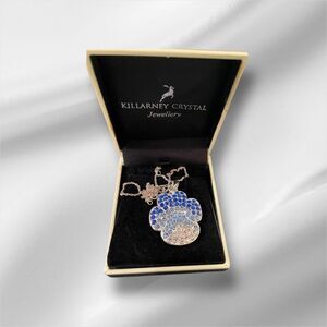 Killarney Crystal Paw Print Pendant Necklace Blue And Clear Crystals
